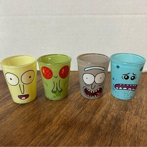 2019 Rick And Morty 2oz Mini-Glass Glassware Set 4 Shot Glasses Adult Swim READ